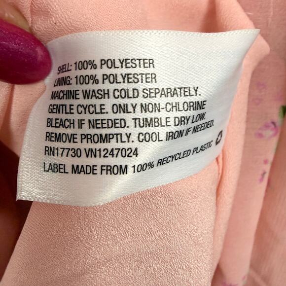 LoveShackFancy Fleur Chiffon Midi Dress Peachy Pink Floral 16 Wedding Guest - Picture 11 of 13